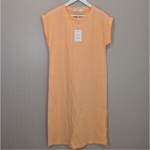 LA Relaxed Ragan TShirt Midi Dress Peach Travel Brunch Picnic Breezy - Size S